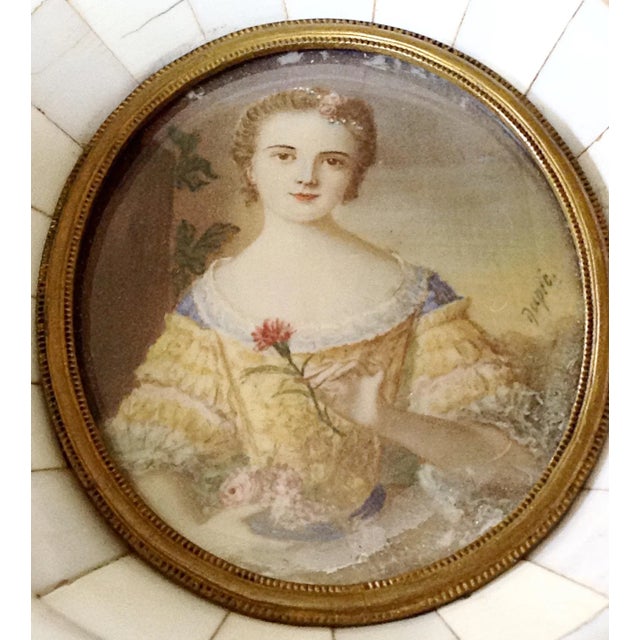 French miniature portrait signed above her left shoulder, 'Dupre'. He was a well known artist in the late 18th to early...