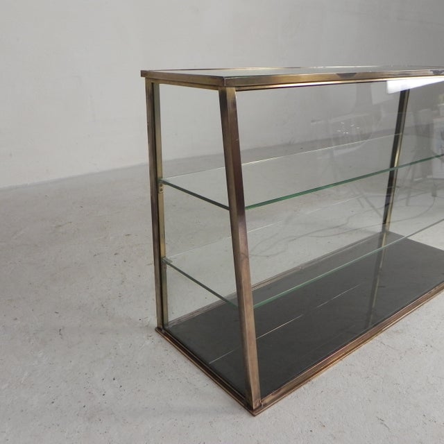Glass Counter Display Case with a Brass Frame and Glass Shelves, 1930s For Sale - Image 6 of 18