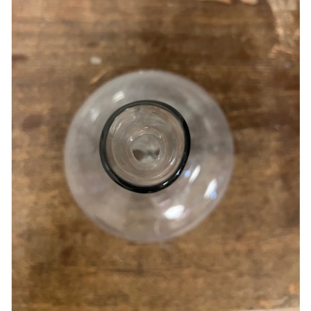 Modern Glass Decanter Handblown Glass Antique Style French Long Pinched Neck For Sale - Image 3 of 4