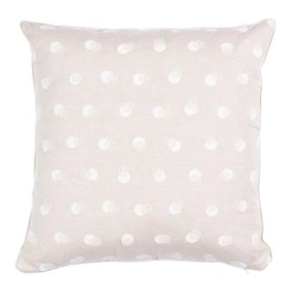 Schumacher Taylor Embroidery 20" Pillow in Ivory on Natural For Sale