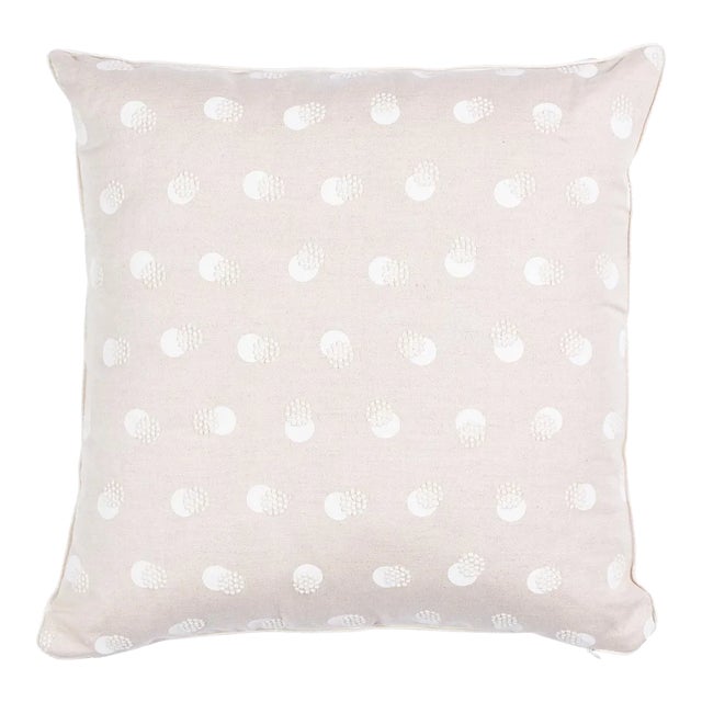 Schumacher Taylor Embroidery 20" Pillow in Ivory on Natural For Sale
