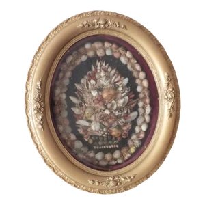 Antique Victorian Barbados Sailor's Valentine Ocean Shell Diorama Mosaic 1880s