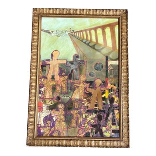 Contemporary Original Wayne Cunningham Abstract “Hands Across America” Collage / Painting For Sale