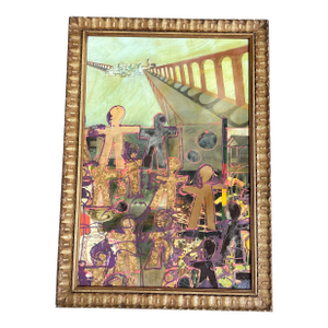 Contemporary Original Wayne Cunningham Abstract “Hands Across America” Collage / Painting