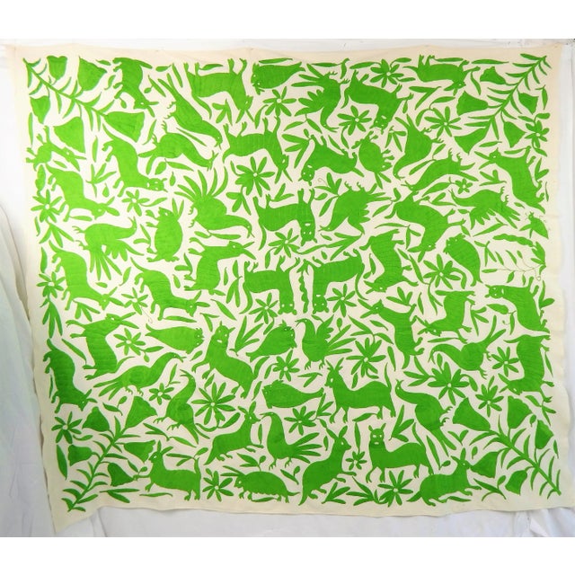 Wild Animals Green Embroidered Tapestry For Sale - Image 13 of 13