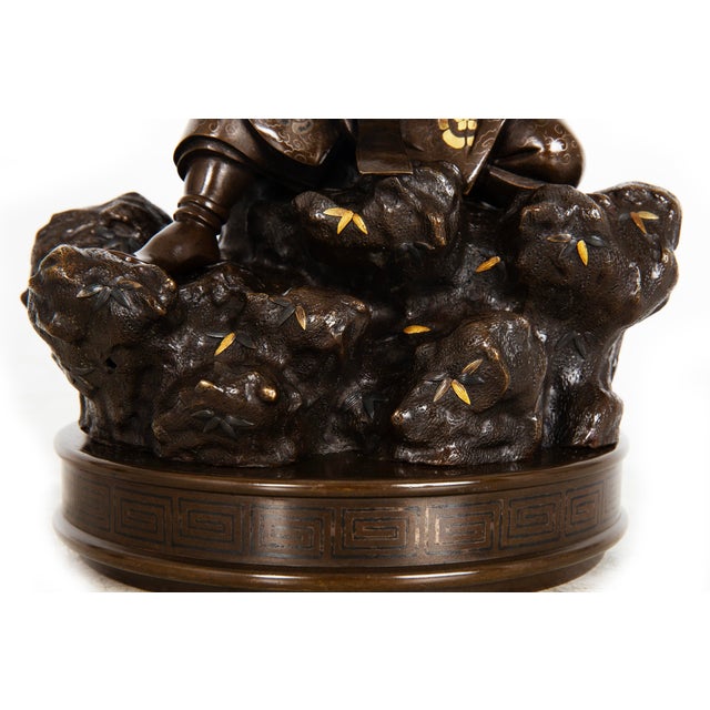 Antique Japanese Meiji Period Bronze Sculpture Okimono of Samurai Warrior For Sale - Image 16 of 18