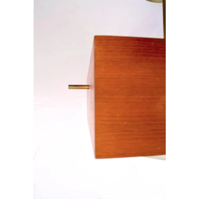 Minimalist Chandelier in Wood, Brass and Glass For Sale In New York - Image 6 of 11