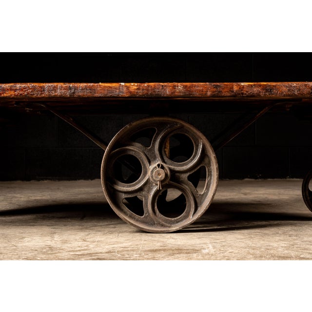 Gray Antique Industrial Restored Machine Cart For Sale - Image 8 of 9