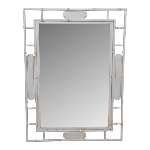 Painted Faux Bamboo Mirror For Sale