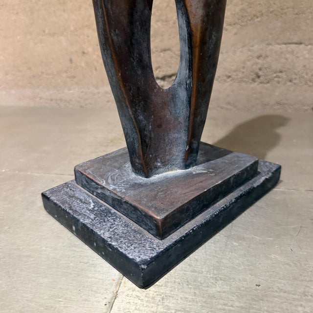 Abstract Modern Faux Bronze Composite Sculpture Stylized Female Figure For Sale - Image 11 of 12