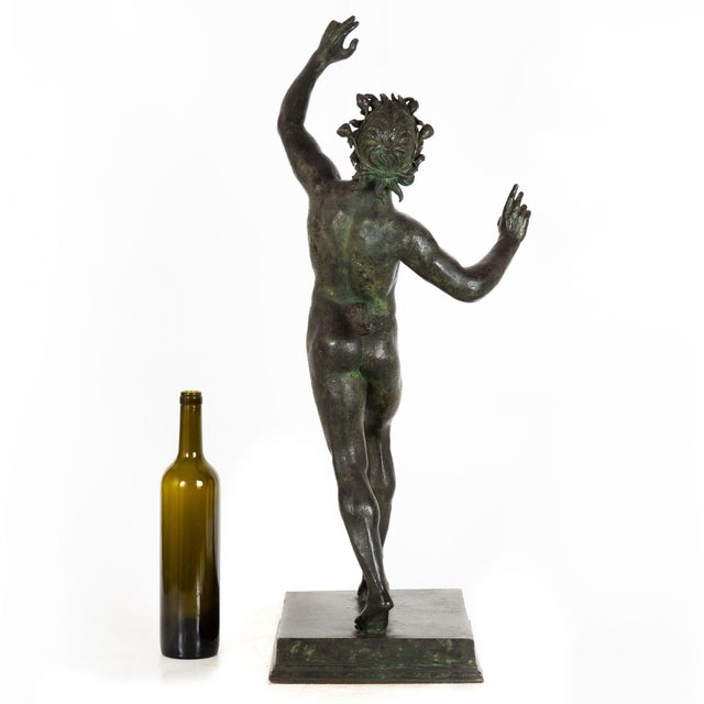 Antique Grand Tour Italian Bronze Sculpture of Dancing Faun of Pompeii For Sale - Image 6 of 18