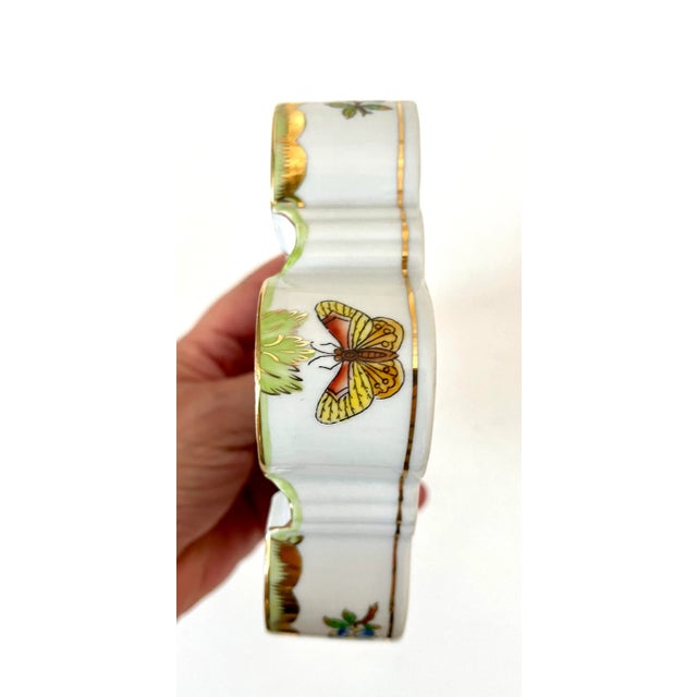 1970's Herend Queen Victoria Vintage Hand Painted Octagon Shape Porcelain Ashtray With Gilt Accenting For Sale - Image 12 of 12