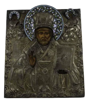 Icon of Saint Nicholas, 1865, Wood and Silver