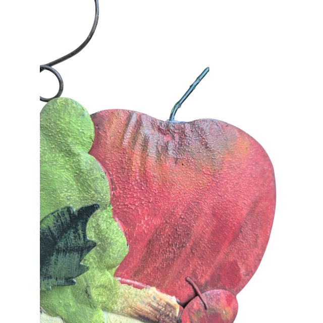 Vintage Painted Tole Metal Fruit Wall Sculpture For Sale - Image 9 of 15