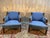 Wood Napoleon III Chairs in Blue, Set of 2 For Sale - Image 7 of 7