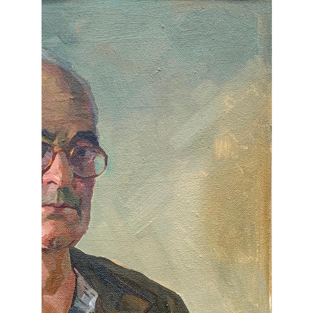 Realism Vintage Oil Painting Portrait, Man With Glasses, Original Art, Collectible Artwork 75-55 For Sale - Image 3 of 6