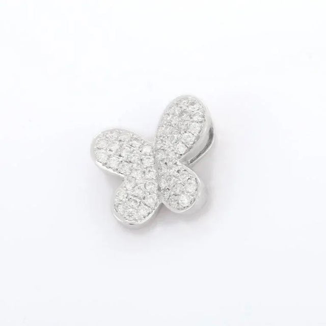 Not Yet Made - Made To Order 14k White Gold Micro Pave Diamond Butterfly Pendant Charm for Her For Sale - Image 5 of 10