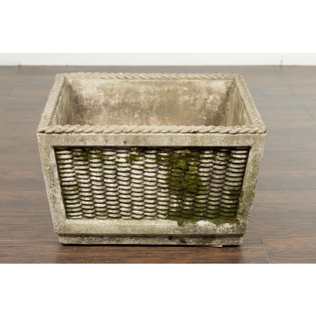 Stone Vintage English Midcentury Stone Planter with Textured Finish and Aged Patina For Sale - Image 7 of 12