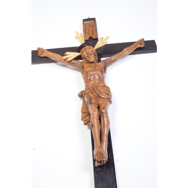 Late 19th Century Linden Wood Carved Crucifix, Bohemia, 1800s For Sale - Image 9 of 15
