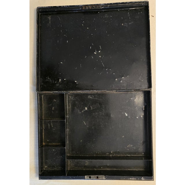 A finely decorated Victorian japanned metal cash box, hand-painted with colorful exotic birds and lush floral arrangements...