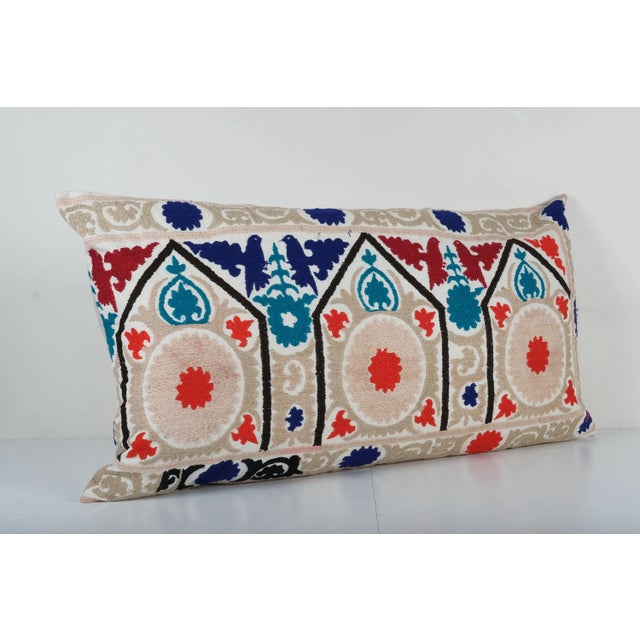 Mid-Century Modern Suzani Lumbar Pillow Cover 24'' X 43'' For Sale - Image 3 of 5