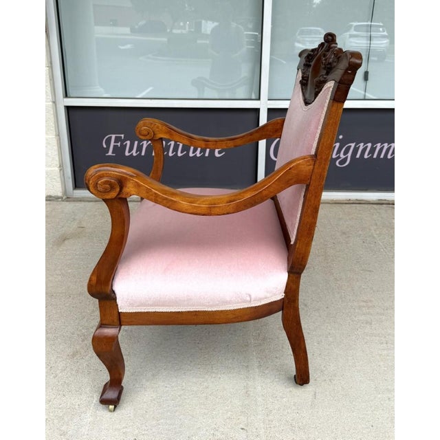 Early 20th Century Victorian Pink Upholstered Chairs With Upholstered Back For Sale - Image 4 of 12
