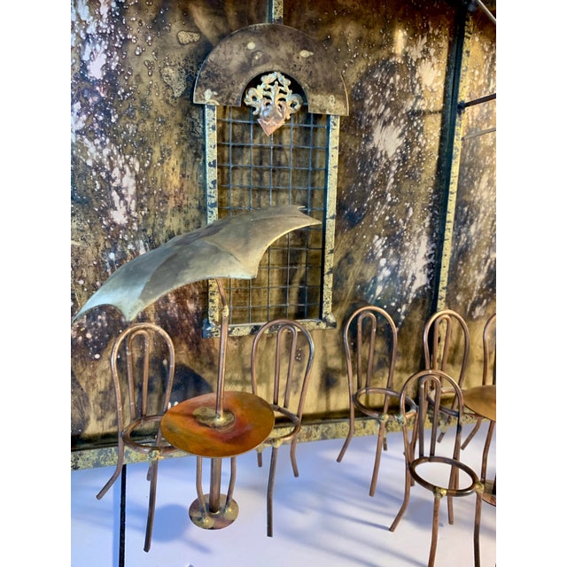 Mid-Century Modern Mid- To Late-20th Century Curtis Jere Brutalist Café Scene Wall Sculpture – Signed For Sale - Image 3 of 9