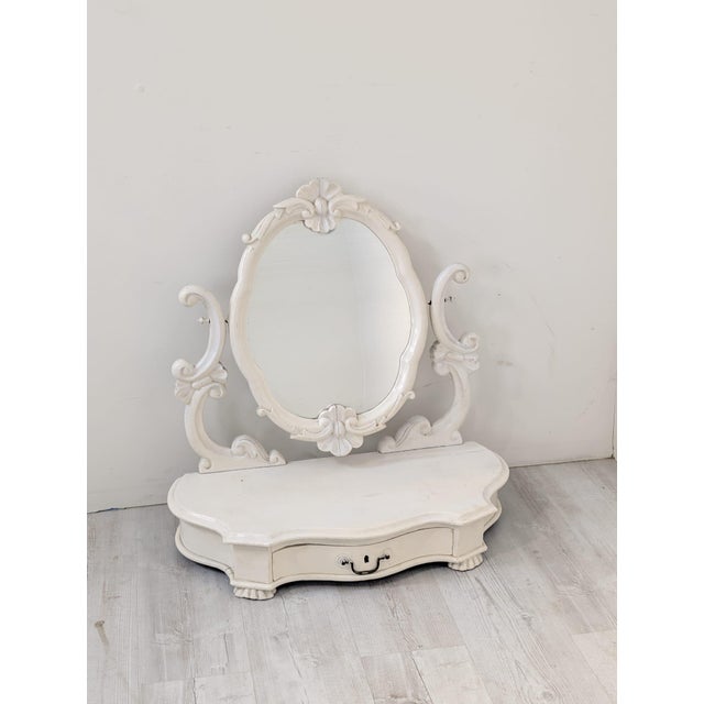 Vintage Whitewashed Dressing Table in Wood, 1940s For Sale - Image 18 of 18