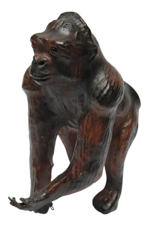Vintage Leather-Wrapped Gorilla Model