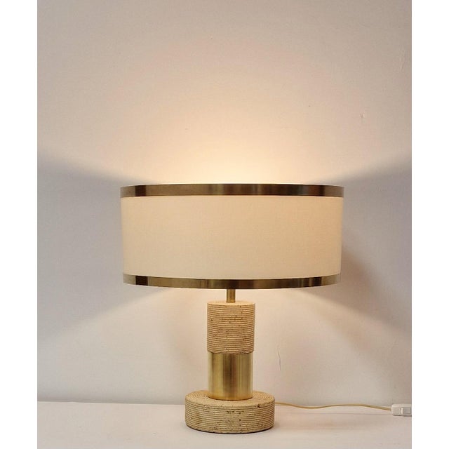 Mid-Century Modern Vintage Italian Table Lamp in Travertine, 1970s For Sale - Image 3 of 12