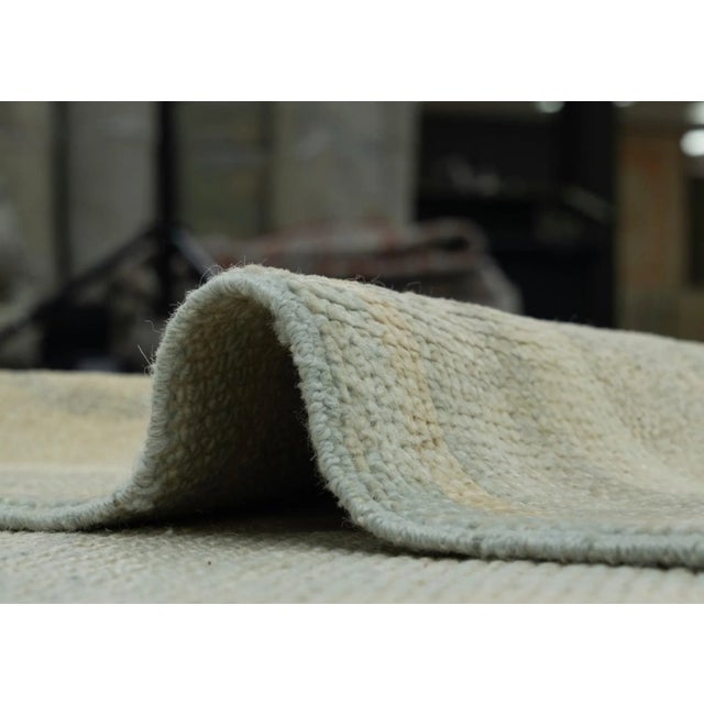 Cream Cream & Sky Blue Turkish Oushak Rug 6'3" x 9' For Sale - Image 8 of 9