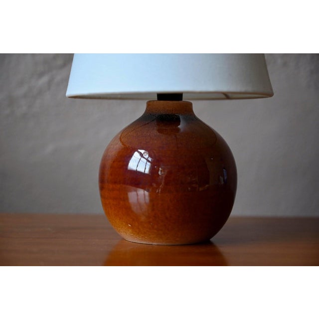 Brutalist Wabi-Sabi Ceramic Table Lamp in Glazed Stoneware from Ateliers Du Genetiel, 1960s For Sale - Image 3 of 8