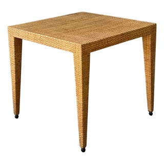 Vintage Baker Milling Road Rattan Square Game Table For Sale