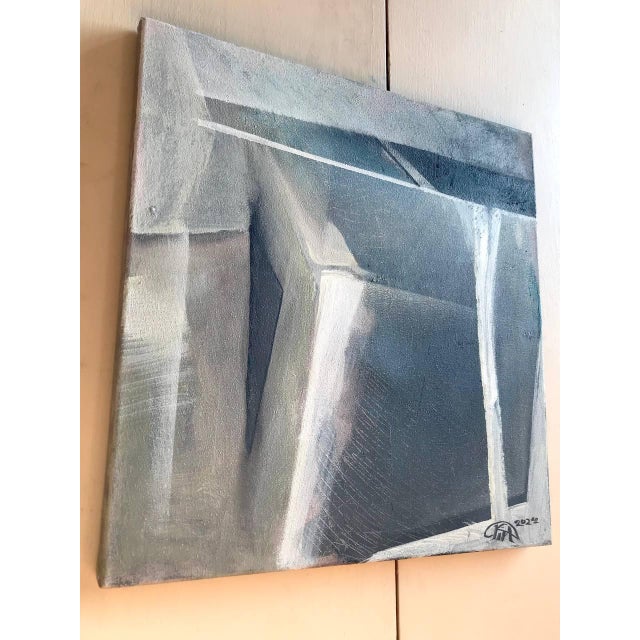 Contemporary Oleh Kira Architectural Minimalist Abstract Artwork — Original Acrylic Painting on Canvas For Sale - Image 3 of 7