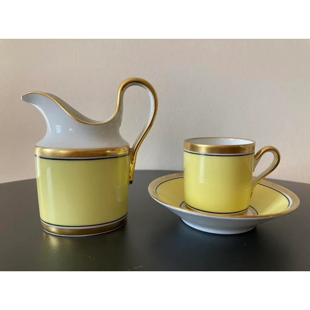 Ceramic Vintage Italian Richard Ginori Contessa Yellow and Gold Porcelain Coffee Espresso Tea Cup and Saucer For Sale - Image 7 of 12