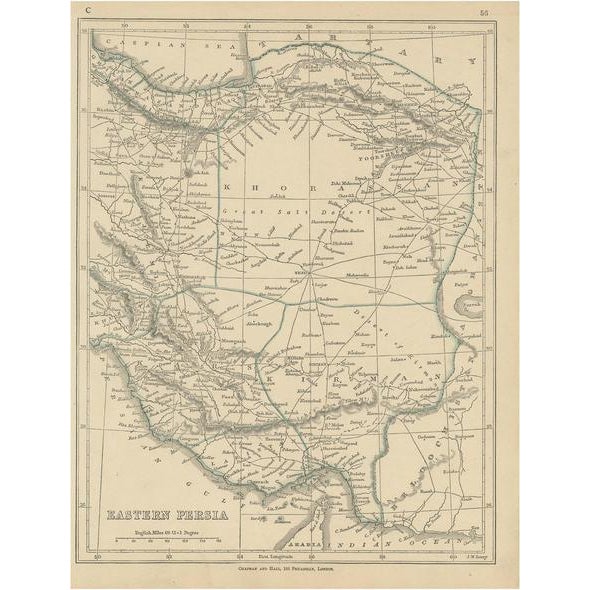 Mid 19th Century Antique Map of Eastern Persia, 1852 For Sale - Image 5 of 5