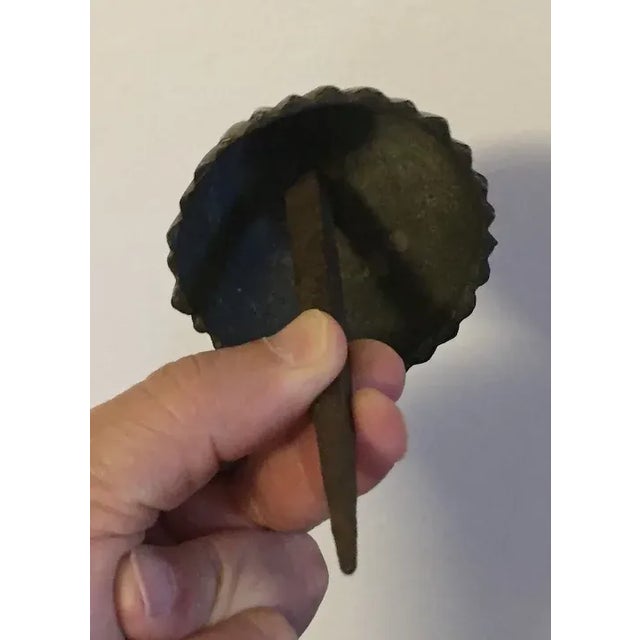 1800 Antique French Empire Directoire Brass Drapery Tie backs with Iron Mounts - A Pair For Sale - Image 11 of 12