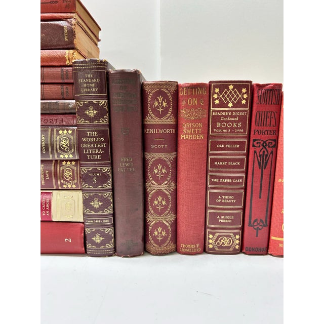 Vintage Burgundy Leather Decorative Books – Library Styling Set of 23 For Sale - Image 4 of 12