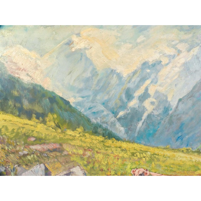 Cesare Bentivoglio, Mountain Landscape, 1920s, Oil on Canvas For Sale - Image 6 of 18
