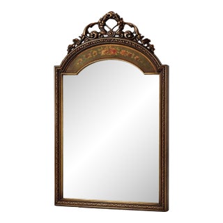 Antique French Rococo Revival Giltwood Mahogany Crest Mirror For Sale