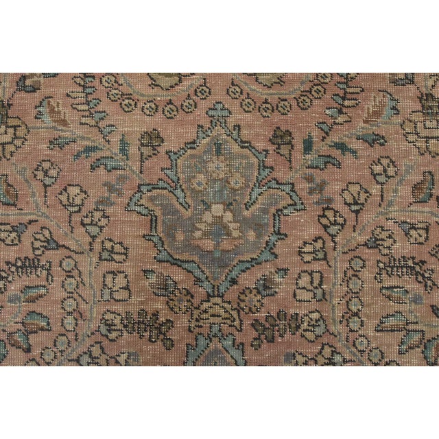 Tabriz Rug 6’8” X 9’11” Pink Wool Vintage Distressed Hand-Knotted Carpet For Sale - Image 9 of 15