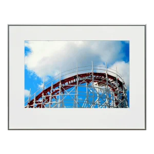 "Blue Rectangle" - Santa Cruz Beach Boardwalk Roller Coaster Color Photograph by Deborah Eddy