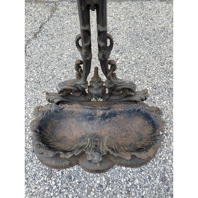 Brown Antique Victorian 19th Century Cast Iron Rococo Hall Tree Coat /Umbrella Stand For Sale - Image 8 of 11