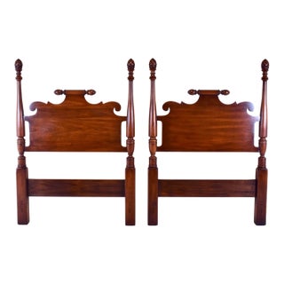 Pair of American Black Cherry Pineapple Twin Bed Headboards For Sale