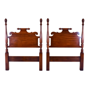 Pair of American Black Cherry Pineapple Twin Bed Headboards