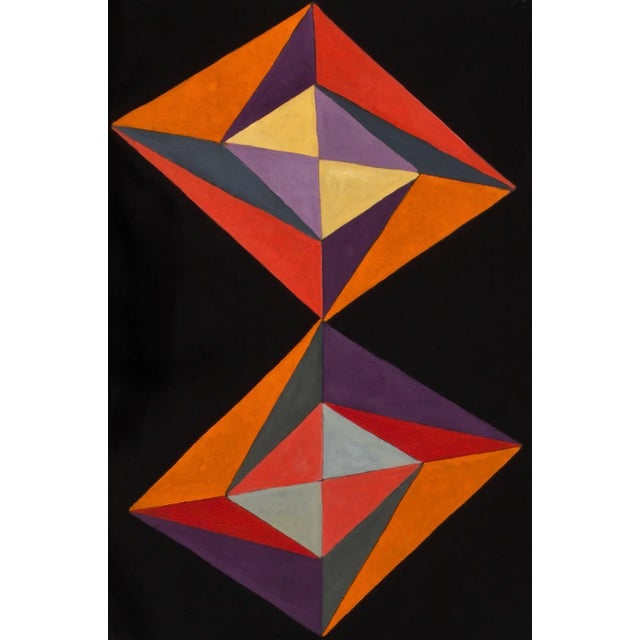 2021 "Shields on Black #3” Abstract Oil Painting by Mary Alice Copp - 5 Panels - For Sale - Image 4 of 6