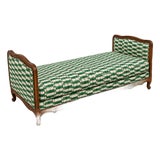 Carved Wood Daybed in Green & Ivory For Sale