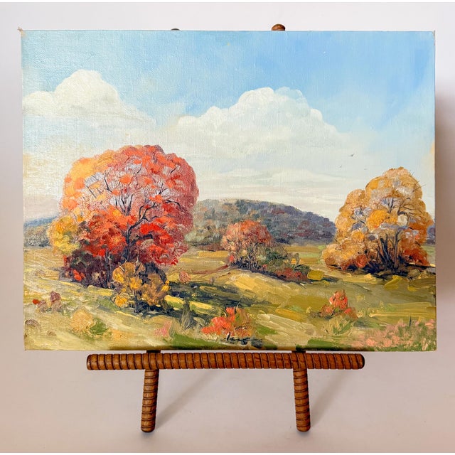 Original Fall Landscape Oil Painting on Board, Signed For Sale In Dallas - Image 6 of 6