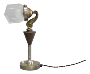 Vintage Secession Brass and Glass Desk Lamp, 1930s