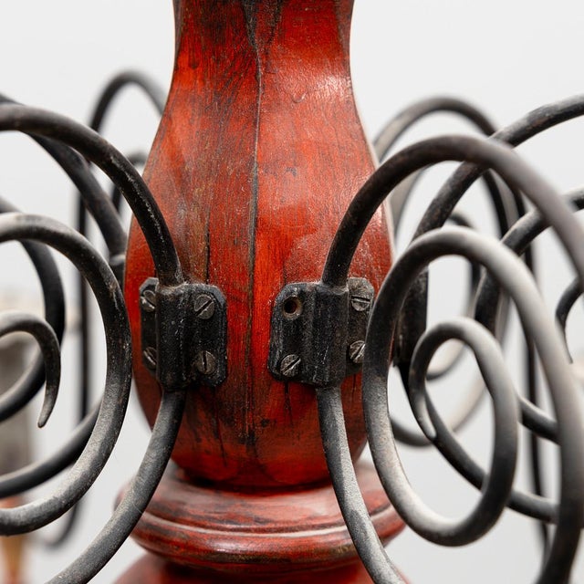 Early 20th Century Early 20th Century Swedish Painted Wood & Wrought Iron Chandelier, 20th Century For Sale - Image 5 of 5